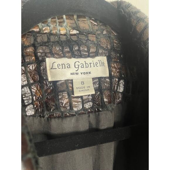 Vintage Faux Fur Scaled Blazer with Pockets Size 8 Alligator Snake Print - Picture 6 of 9